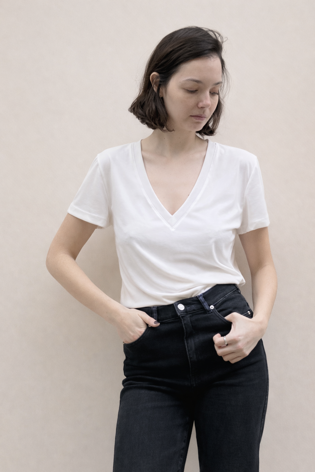 Elli white rib shirt