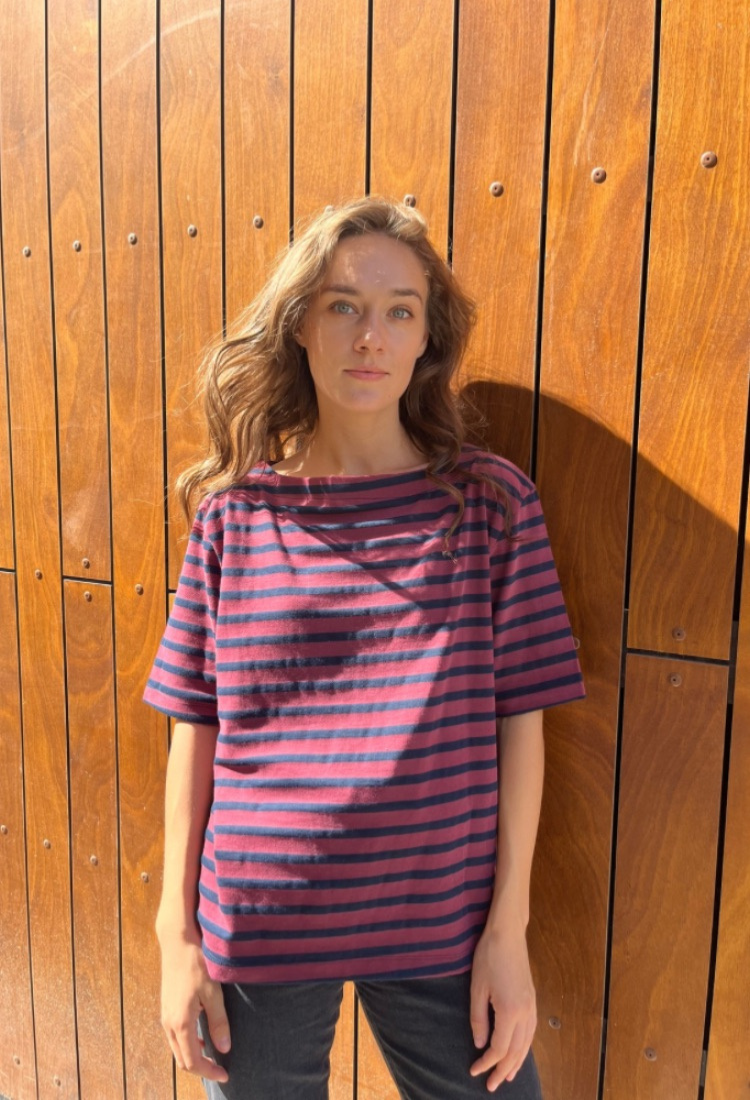 La Marinière Bordeaux and blue stripes shirt