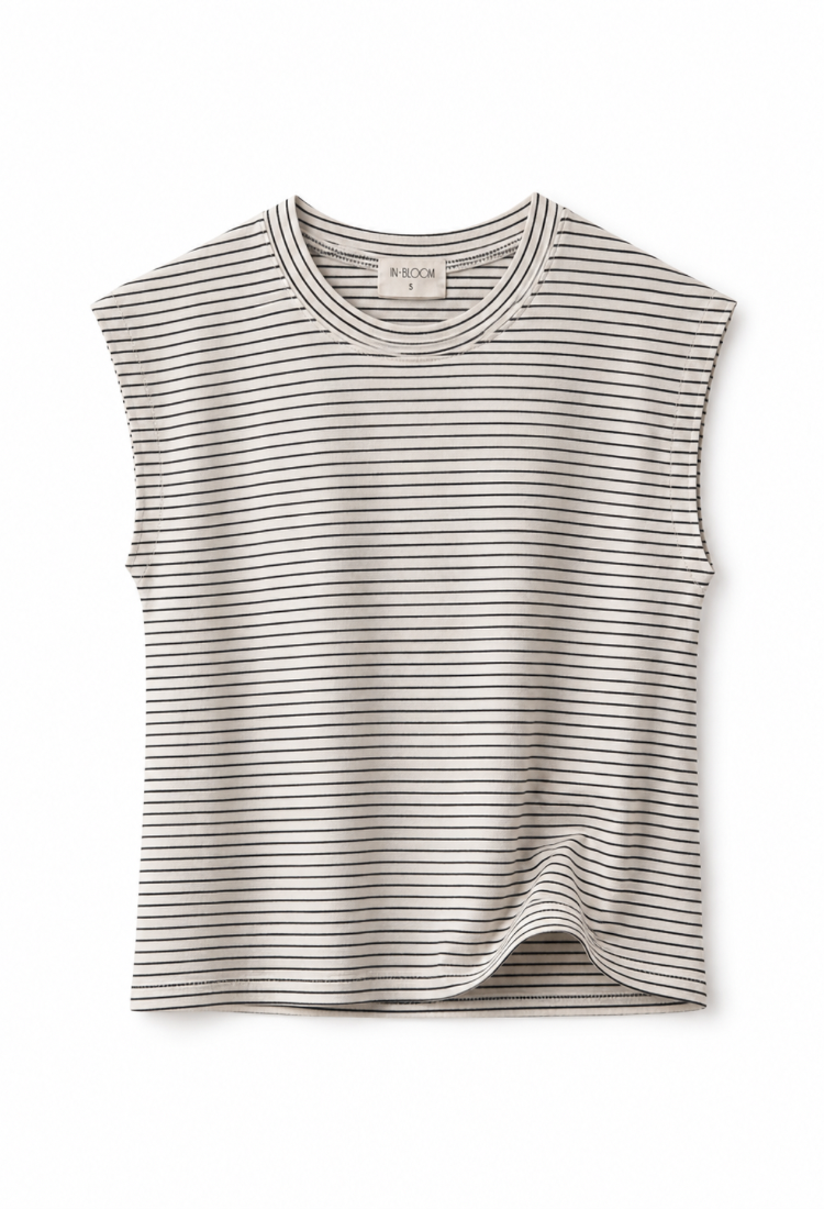 Gili off white and black stripes sleevless shirt