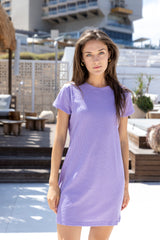 Billy light purple rib cotton dress