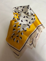 Brown and yellow  print silk scarf