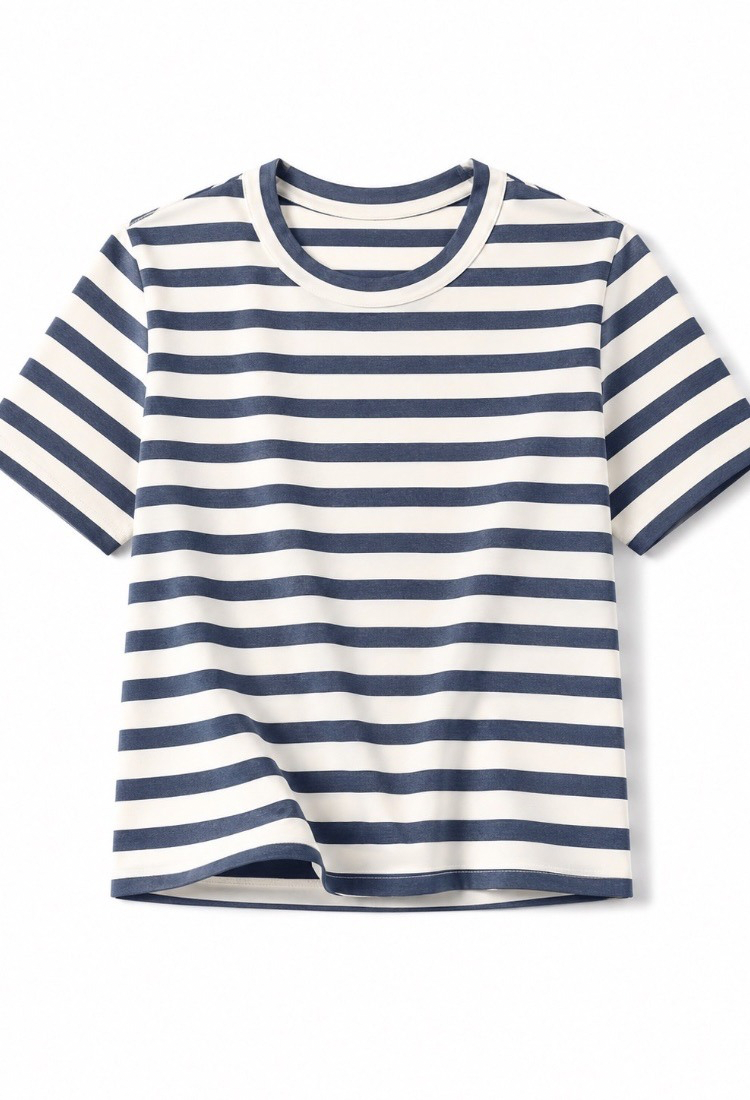 Lital white and blue  stripes crop shirt