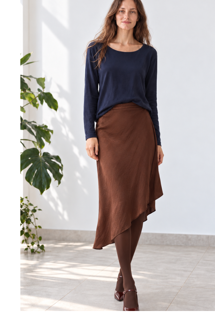 Lee chocolate brown wrap mini skirt