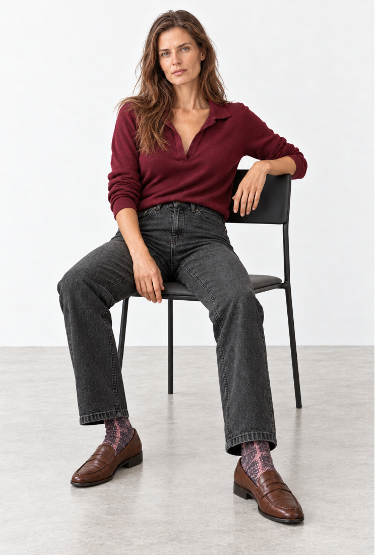Pre order -30/10 Alex polo Bordeaux rib long sleeves shirt