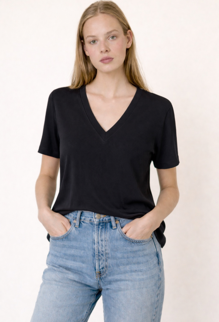 Elli black rib shirt