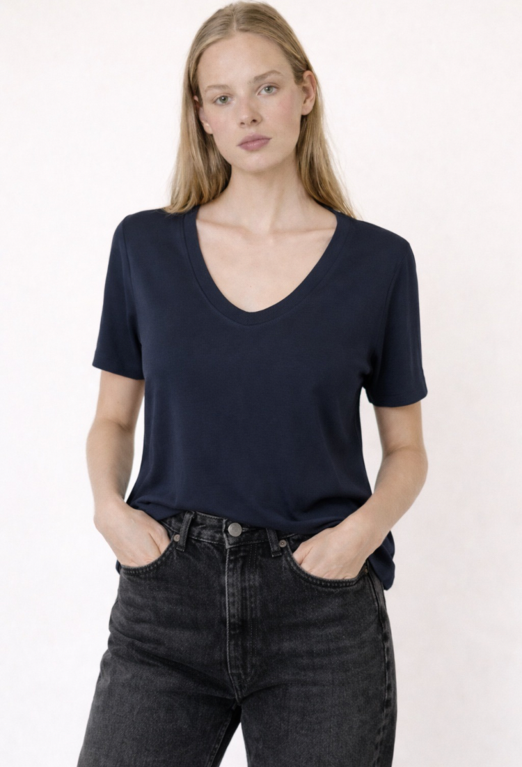 Ayelet dark blue short sleeves shirt