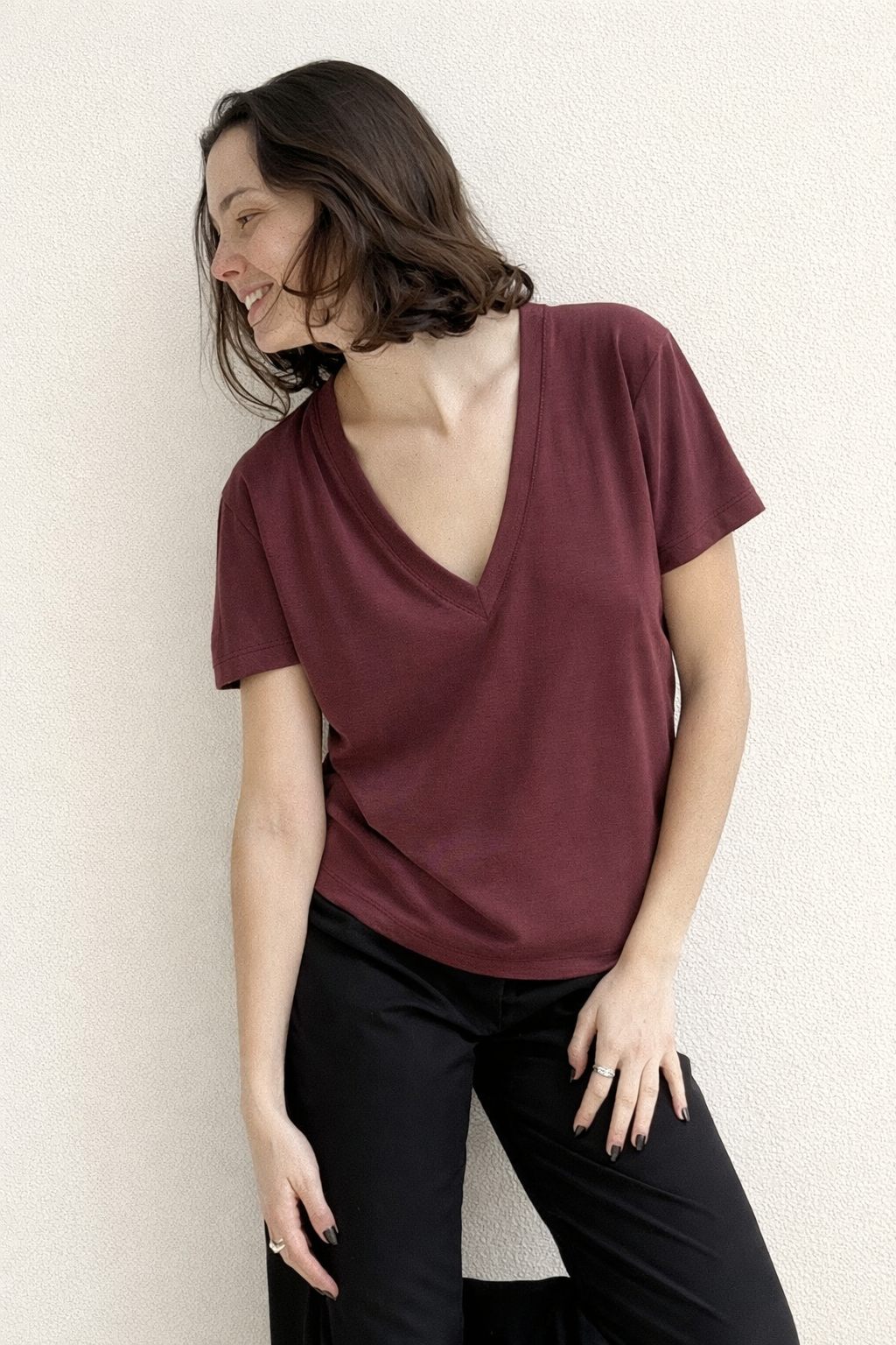 Elli Bordeaux rib shirt