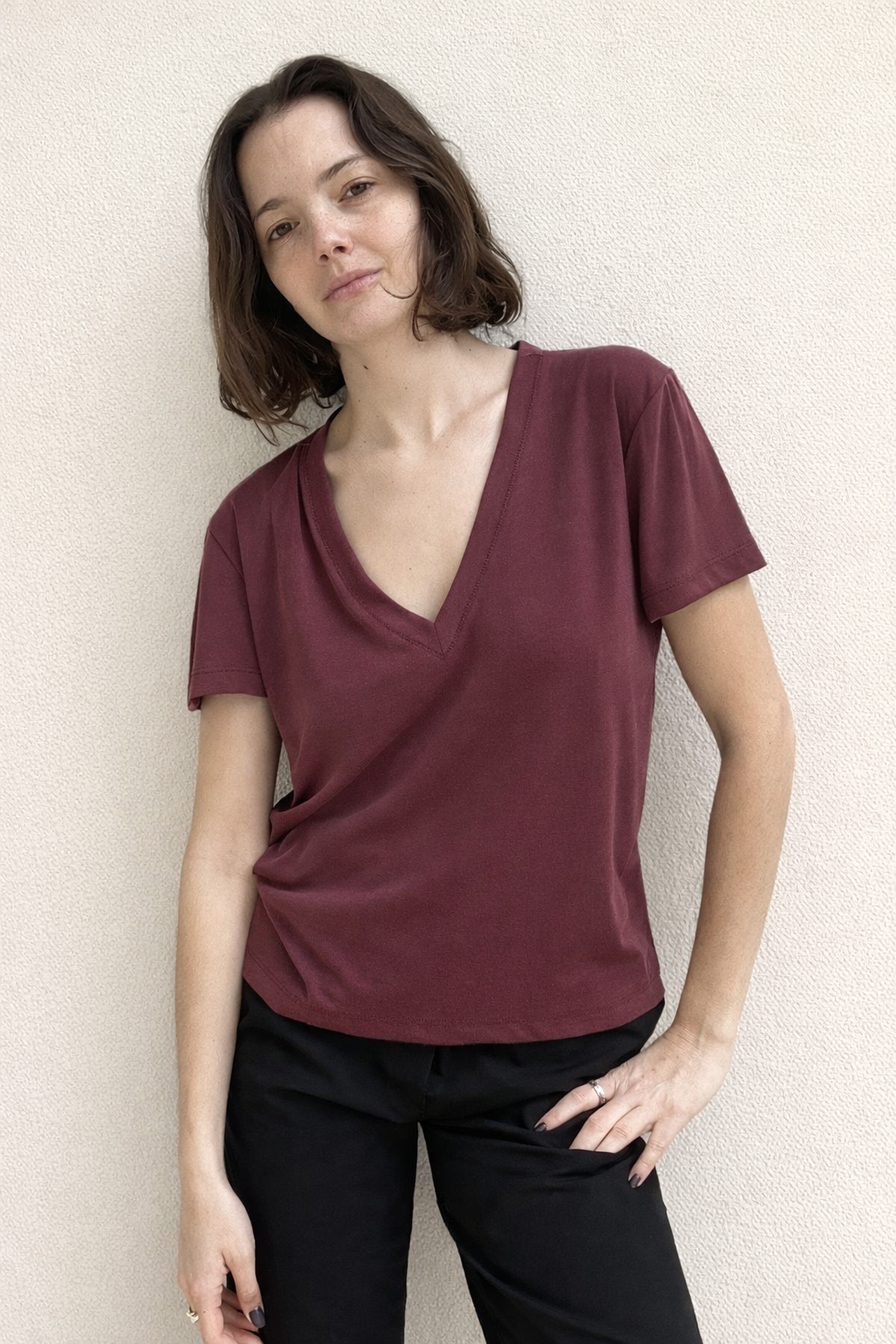 Elli Bordeaux rib shirt