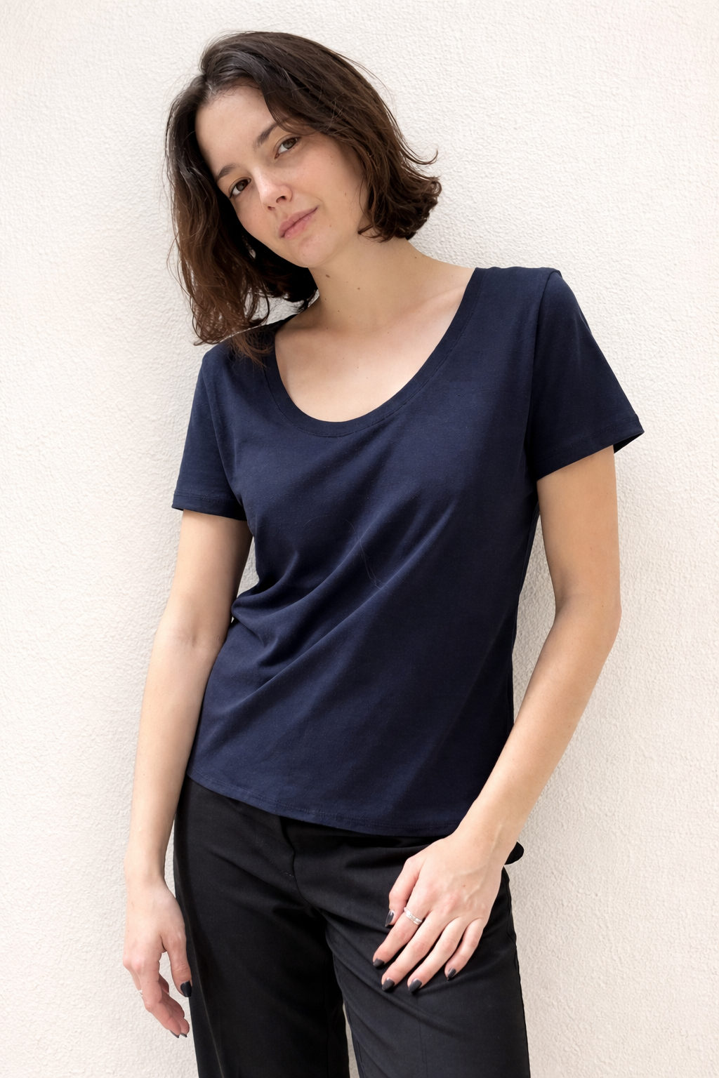 Ayelet dark blue short sleeves shirt