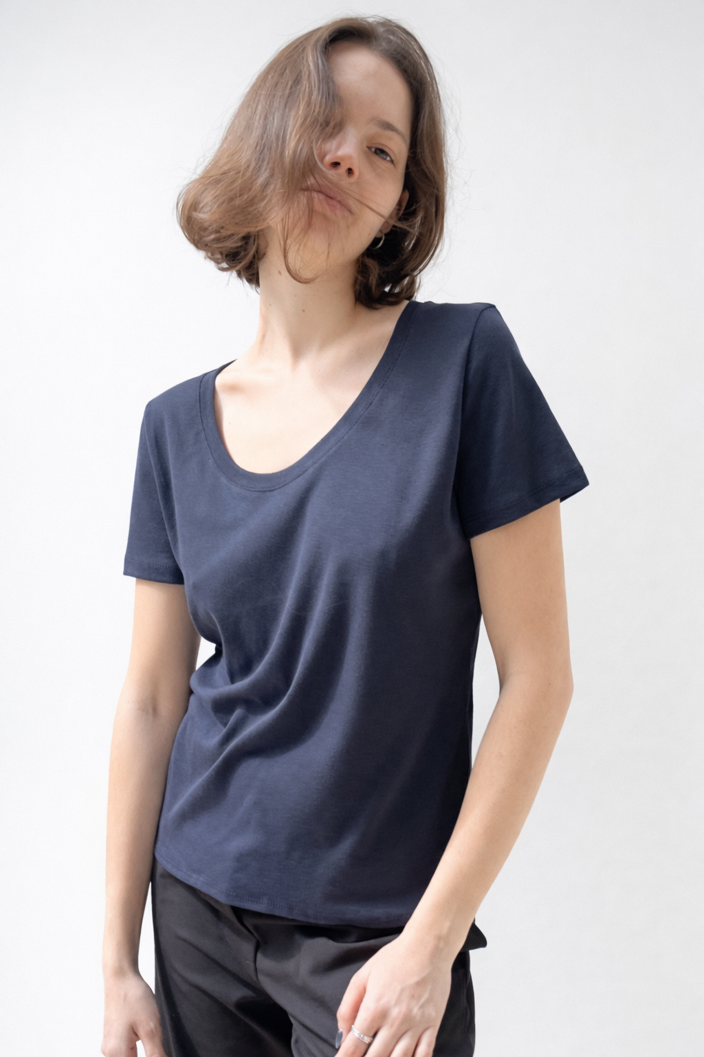 Ayelet dark blue short sleeves shirt