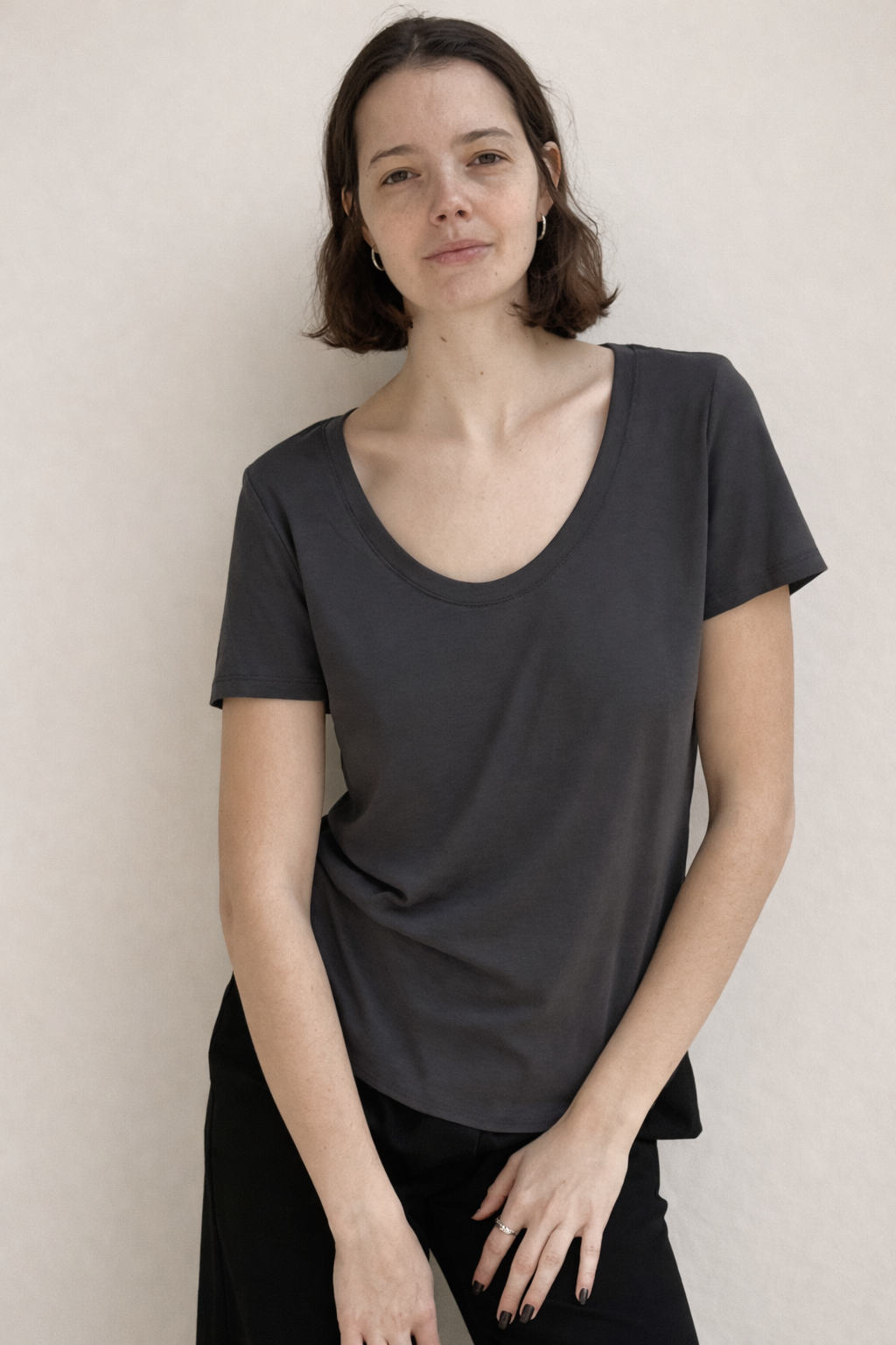 Ayelet dark gray short sleeves shirt