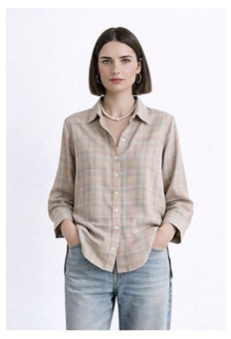 חולצת ניל משבצות ורוד בייבי עם צהוב-הזמנה מראש  תאריך הגעה  25/3