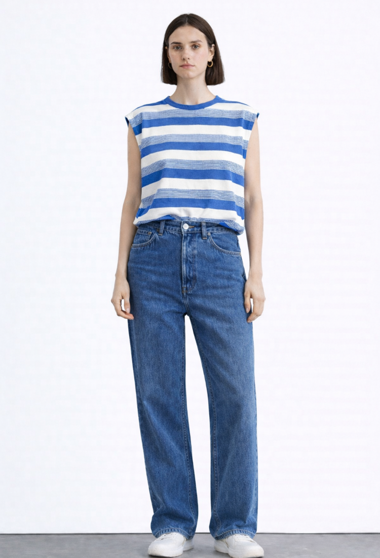 Gili blue stripes  sleeveless shirt