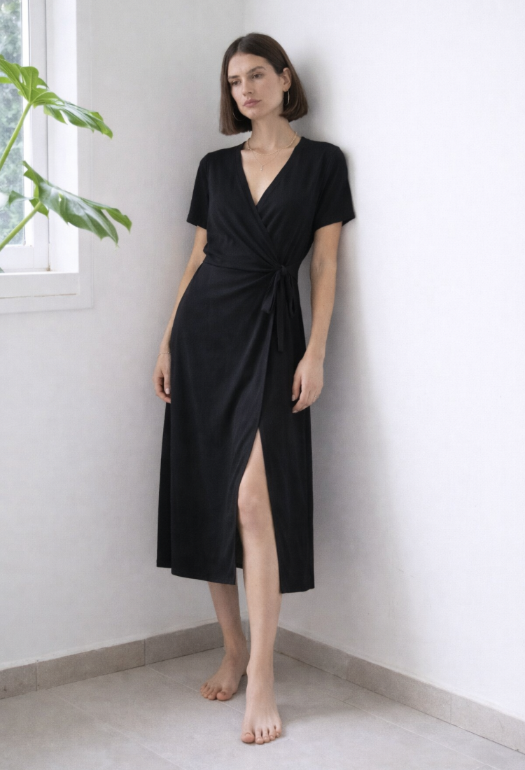 שמלת רוז מעטפת שחורה