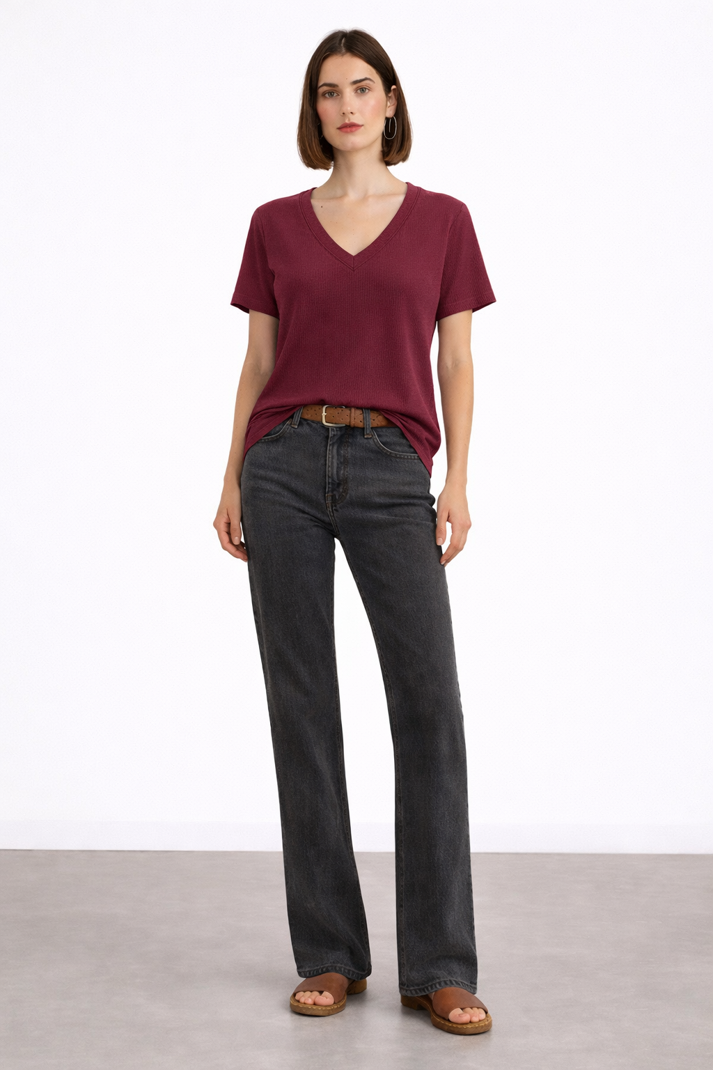 Elli Bordeaux rib shirt
