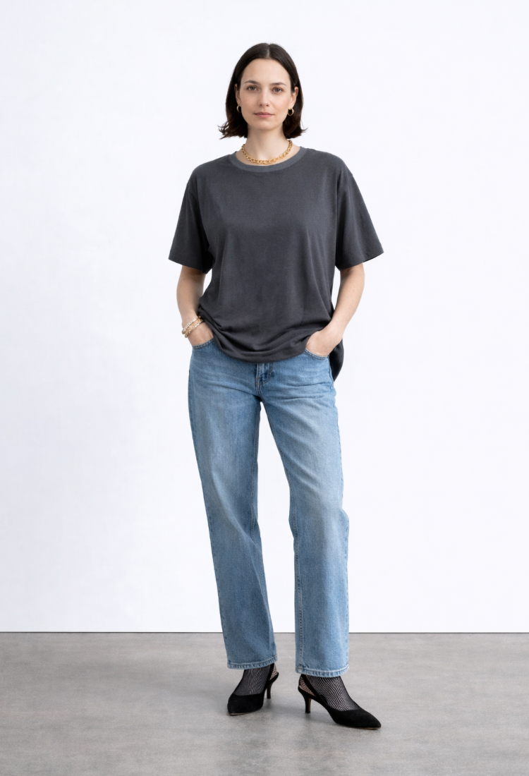 חולצת אן אפור ווש