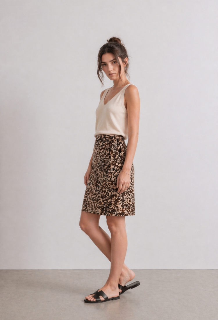 חצאית לי מנומרת מעטפת מיני