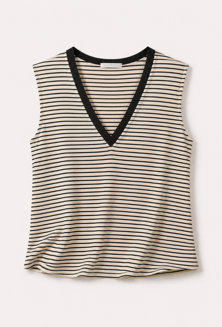 Elli off white and black stripes sleeveless shirt