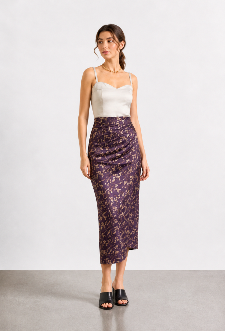 Lee  purple floral print  wrap skirt