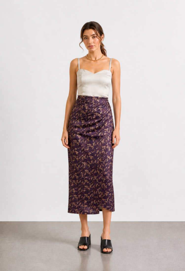 Lee  purple floral print  wrap skirt