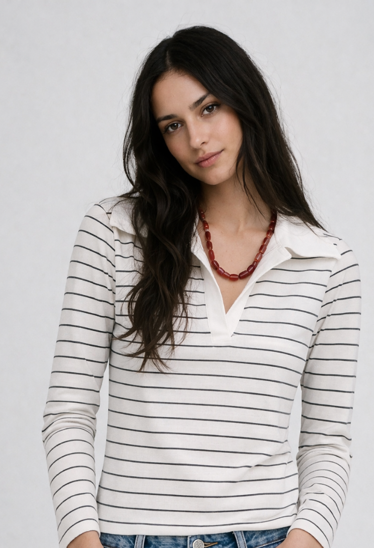 חולצת אלכס פסים לבן כחול