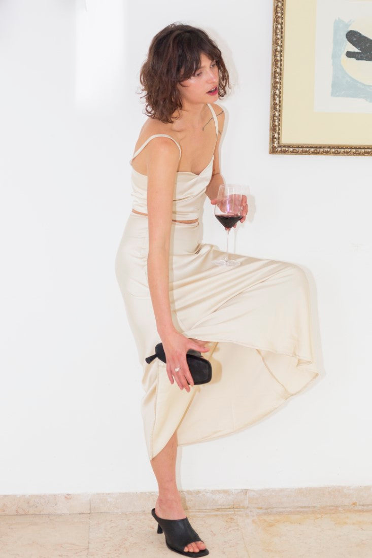 חצאית ג'סמין מקסי שנהב