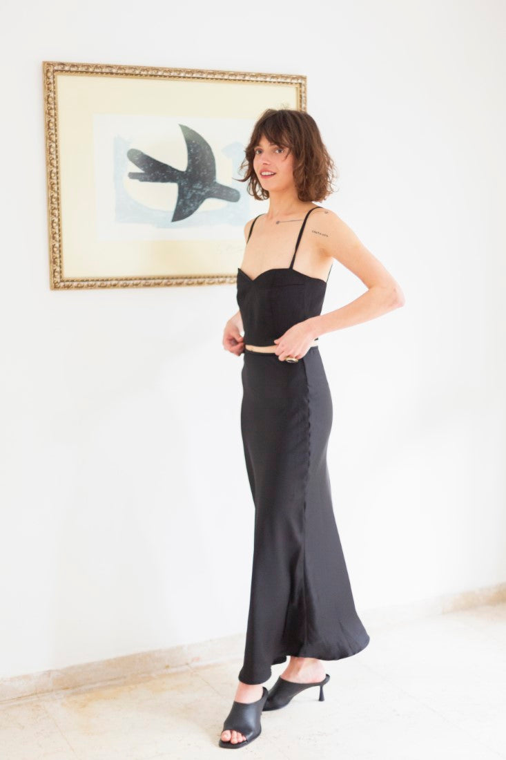 טופ זואי שחור קרופ