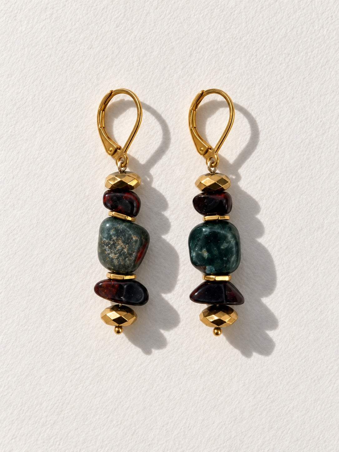 Maya natural jade earrings with gold-filled clasps