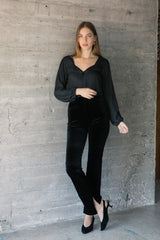Ella black velvet pants