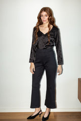 Leonie black leopard print  button shirt