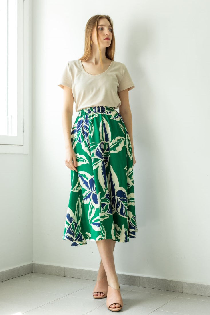 Green and Blue flower Print Sue Skirt