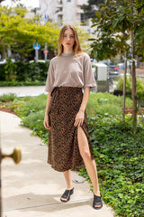 Lee  black and gold leaves print Wrap Skirt