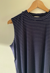 Lori blue and white stripes sleeveless shirt